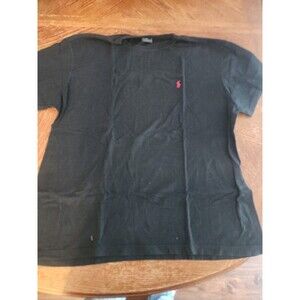 Polo Ralph Lauren Men Large Classic Fit Black Crew Neck  T-Shirt Red Logo Preppy